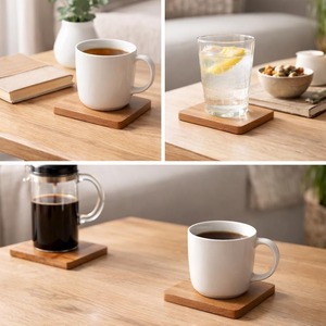 Sous-verres ronds bruns de qualité supérieure, assiettes de service pour le petit-déjeuner, sous-verres en bois provenant d'un fournisseur indien - Product Image 4