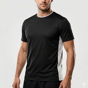 Men's Athletic Team Wear Black and White Blank Soccer Jersey Moisture Wicking Fitness Training T-Shirt - Product Image 2