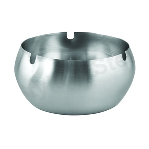 Cendrier classique rond en acier inoxydable, portable, en métal argenté, pour table - Product Image 1