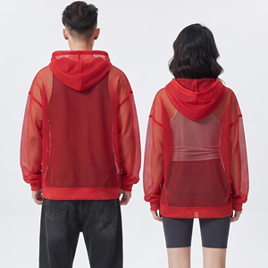 Fabricant de sweats à capuche en maille transparente en gros, 100% polyester, sweats à capuche transparents pour femmes, sweats à capuche légers à séchage rapide pour l'été, pour hommes - Product Image 2