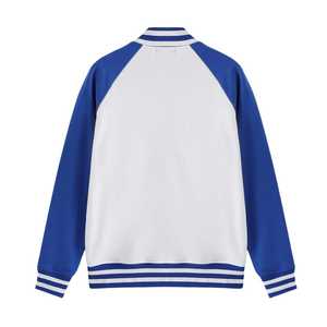 Zeta Phi Beta 1920 <b>White</b> Blue Varsity Fleece <b>Jacket</b> Chenille Number Embroidery Greek Women Bomber Ribbed Cuff Premium Fit - Product Image 2