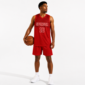 Conjunto de Uniforme de Baloncesto Personalizado, Camiseta Deportiva Roja sin Mangas y Pantalones Cortos para Entrenamiento y Partido - Product Image 4