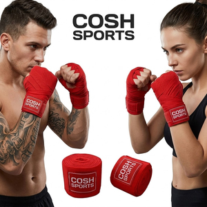 Bandages de boxe rouges de haute qualité avec logo personnalisé pour hommes et femmes, protection des poignets, équipement de combat - Product Image 1