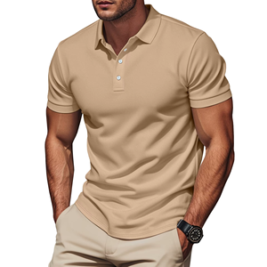 Polo pour hommes à manches courtes rouge, 100 % coton de haute qualité, technique brodée, respirant, tricoté uni, vente en gros - Product Image 4