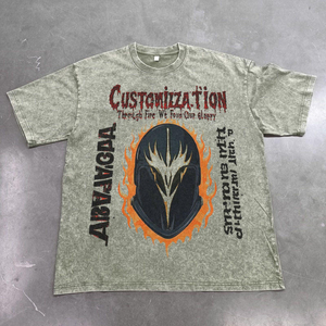 Custom 300g Heavyweight Vintage Oversized Tees with 3D Pattern Loose Fit Knitted Crop in Distressed acid wash 100% Cotton <b>tshirt</b> - Product Image 2