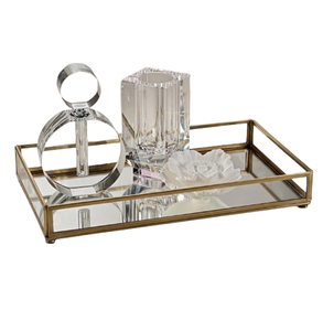 Christmas Antique Shiny Vanity Tray Nordic Luxury Custom Shape Metal <b>Mirror</b> Tray for Home Kitchen Made in India - Product Image 1