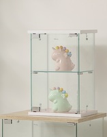 Vitrine de collection moderne en verre trempé double couche TMG-G384 (ECO) avec base blanche, anti-poussière, pour salon, meuble de maison
