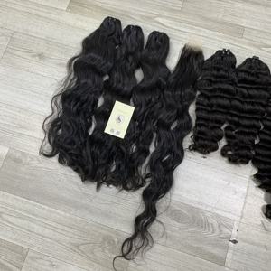 Haute qualité vague profonde brut vietnamien cheveux humains Double dessiné Machine trame naturel noir faisceau doux Curl vague Extensions - Product Image 6