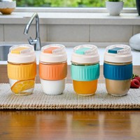 Gobelet en verre à paroi simple unisexe moderne 350 ml, avec couvercle à paille anti-fuite, sans BPA et réutilisable, idéal pour les cadeaux d'affaires, la maison ou le bureau