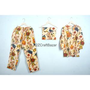 Conjunto de Pijama de Algodón Ecológico y Duradero, Perfecto para Todas las Estaciones, Cuello en V, Largo Completo, Cintura con Cordón, Ropa de Dormir Informal - Product Image 1