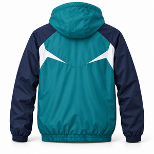 Veste coupe-vent à fermeture éclair intégrale, bleu ciel, blanc, marine, color block, col montant, logo personnalisé, vêtements d'équipe, vente en gros, fournisseur OEM - Product Image 2