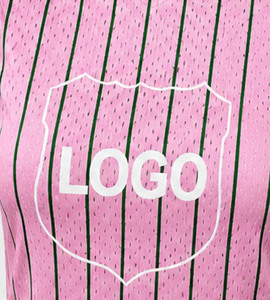 Camiseta de Fútbol Personalizada para Mujer, Color Rosa, con Malla a Rayas, Cuello en V, Manga Corta, Uniforme de Verano para Equipo - Product Image 4