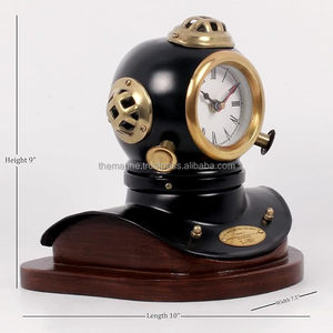 Nautical <b>Vintage</b> Divers Helmet Marine Diving Helmet With <b>Clock</b> Decor Collection - Product Image 1