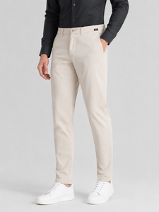 Pantalones Oxford de Poliéster/Algodón Beige para Hombre Fly Humble SPORTSWEAR, Corte Recto, Transpirables, Antiarrugas, Estilo Casual Elegante, Cintura Media - Product Image 3