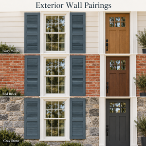 Persianas Exteriores de Madera Maciza Azul Grisáceo con Rejillas Fijas, Paneles Decorativos de Madera para Casas de Campo y Granjas - Product Image 5