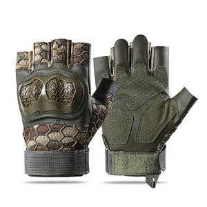 Gants de sport en cuir demi-doigts avec paume à motif hexagonal et fermeture auto-agrippante unisexe pour l'été - Product Image 2