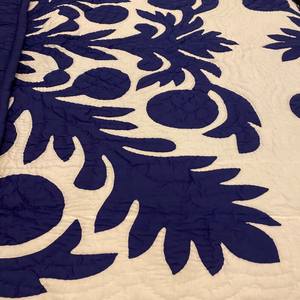 Courtepointes indiennes douces et durables à imprimé floral bleu marine de haute qualité avec broderie complexe - Product Image 4