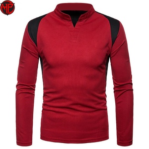 Camisa Casual de Hombre, Roja, de Manga Corta, Transpirable, de Poliéster/Algodón, Tejida, con Paneles Negros en los Hombros, Diseño Color Block - Product Image 1