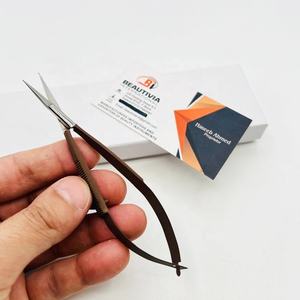 Tijeras Profesionales para Cejas, con Punta Afilada, para el Cuidado de las Cejas y el Cabello Fino, de Acero Inoxidable, Color Marrón Mate, Ligeras - Product Image 1