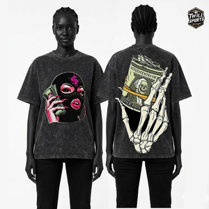 T-shirts pour hommes en coton 100% tricoté, délavé à l'acide, personnalisés, 240g, coupe oversize, grande taille, couleur unie, vintage, anti-rétrécissement, col rond, manches courtes - Product Image 4