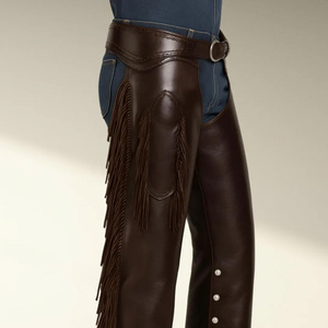 Cuissardes d'équitation western en cuir véritable avec fermeture éclair, logo personnalisé, pour hommes, femmes, unisexe, adulte - Product Image 4