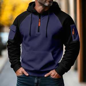 Wholesale 100% Cotton Winter Plain Oversized Lined Hooded Pullover Sweatshirts Men's Solid Color Custom Print Tops Casual 500g N - Product Image 4