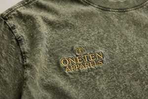ONETEN APPARELS Men's Oversized Cotton <b>T</b>-<b>Shirt</b> Short Sleeve Crew Neck <b>Olive</b> <b>Green</b> Letter Print - Product Image 6