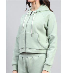 Ensemble de survêtement streetwear vert menthe pour femme, à capuche, manches courtes, couleur unie, pantalon décontracté, taille élastique, léger, automne - Product Image 6