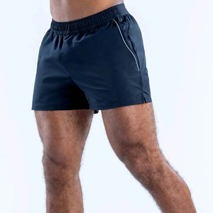 Pantalones Cortos Deportivos Negros de Último Diseño para Hombre, con Logotipo Personalizado, Cintura Elástica y Bolsillos con Ribete - Product Image 3