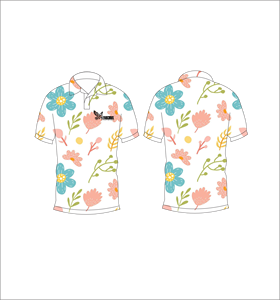 <b>Orange</b> Blue Pink Floral <b>Polo</b> Shirt Colorful Flower Print Short Sleeve Summer Casual Front Back View - Product Image 4