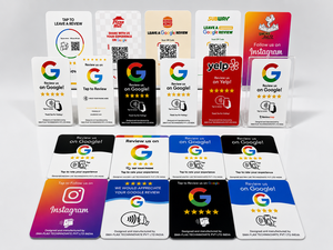 Support NFC Google Review en Acrylique Blanc et Noir avec Évaluation 5 Étoiles – Tapper pour Évaluer – Merci pour votre Visite - Product Image 3