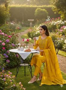 Tissage élégant : Costume en coton slub de qualité supérieure avec un riche travail jacquard - Product Image 2