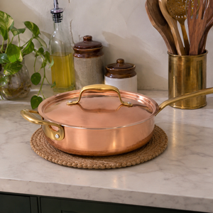 Sartén de Cobre Hecha a Mano con Tapa y Asa de Latón, Sartén de Chef de Cobre, Utensilios de Cocina de Cobre Premium, Sartén para Freír, Venta al por Mayor OEM ODM - Product Image 3