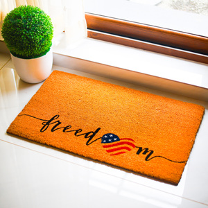 Coco Liberty Printed Coir <b>Doormat</b> with PVC Backing USA Flag Patriotic Welcome Entrance Mat Natural Fiber Anti Slip Door Mat - Product Image 1