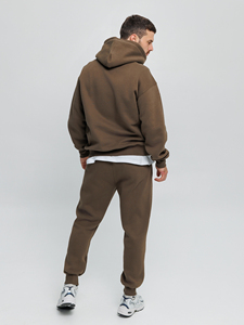 Olive Green Oversized Hoodie & <b>Jogger</b> Tracksuit <b>Set</b>. Fleece Hooded Sweatshirt & Pant. Streetwear <b>Matching</b> <b>Set</b>. OEM Manufacturer - Product Image 2