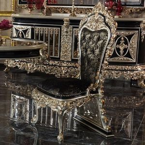 Juego de Comedor de Lujo Sovereign The Langham, Tallado a Mano en Madera de Teca Negra y Dorada, Colección de Muebles Clásicos para Palacio, Hotel o Villa - Product Image 3
