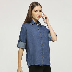 Nardon Apparel nueva venta al por mayor Camisa larga Mujer primavera nuevo estilo europeo Camisas manga larga de mezclilla para mujer - Product Image 1