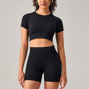 Conjunto de Top y Shorts de Yoga para Mujer de Buena Calidad, Sólido, Antibacteriano, de Secado Rápido, Ligero, Elástico y Cómodo, Diseño para Correr y Yoga - Product Image 2