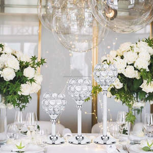 Ensemble de 3 chandeliers en cristal, porte-bougie en argent, chandelier pour décoration de mariage - Product Image 3