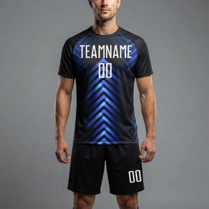 Conjunto de Uniforme de Fútbol Personalizado, Profesional, Transpirable, en Negro y Azul Eléctrico - Ropa Deportiva de Alto Rendimiento para Equipos - Product Image 3