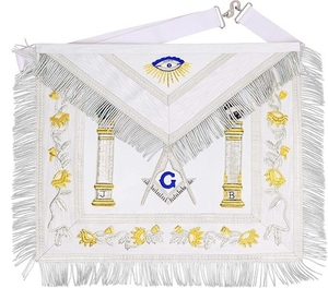 Delantal Masónico de Terciopelo con Patrón Geométrico Bordado, Borde Dorado y Aplicación de Borlas, de una Sola Cara - Product Image 4