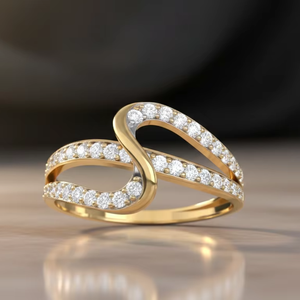 แหวนเพชรรูปทรง S หรูหราสีทองสำหรับผู้หญิง - ของขวัญวันครบรอบแต่งงาน - Product Image 5