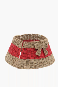 Collar para árbol de Navidad de junco marino, alternativa a la falda de mimbre para árbol, con lazo, estilo rústico de granja, cubierta para base de árbol de Navidad, decoración festiva - Product Image 5