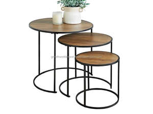 Mesa de Centro de Metal de Primera Calidad con Tapa de Madera |   Mesa de Centro Industrial |   Mesa de Centro Moderna para Sala de Estar - Product Image 2