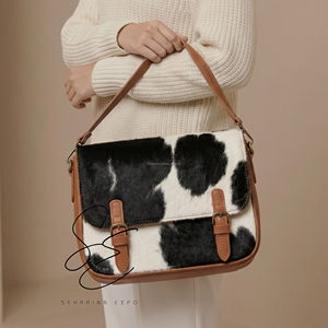 Sac bandoulière pour ordinateur portable en cuir véritable à poils, sac messager vintage en cuir, sacoche personnalisée pour le bureau et le travail - Product Image 3