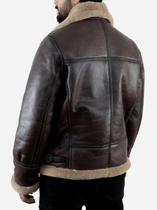 Nouvelle collection de vestes en cuir B3 en peau de mouton pour hommes, design tendance avec col en fourrure, respirantes, grandes tailles, style moderne, personnalisables, en vente - Product Image 4