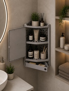 Wall Mounted Corner Bathroom <b>Shelf</b> 4 Tier Shower Storage Rack Freestanding Organizer Display Holder for Bathroom - Product Image 2