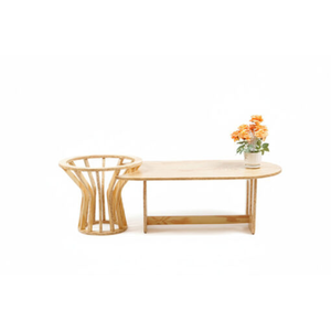 Ensemble de canapés en bois courbé de style moderne et créatif avec coussins de siège, écologique et imperméable, pour l'extérieur et le salon, 4 couleurs - Product Image 4