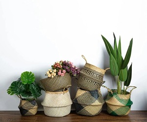 Venta al por mayor de cesta multifunción Seagrass vientre con asa olla de almacenamiento de paja hecha a mano para uso en la cocina para bolsa Zapatos Ropa - Product Image 5