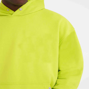 Sweat à capuche jaune fluo pour homme, personnalisable avec logo, en molleton épais, poche kangourou, OEM ODM, couleur personnalisée, sweat à capuche épais pour homme - Product Image 5
